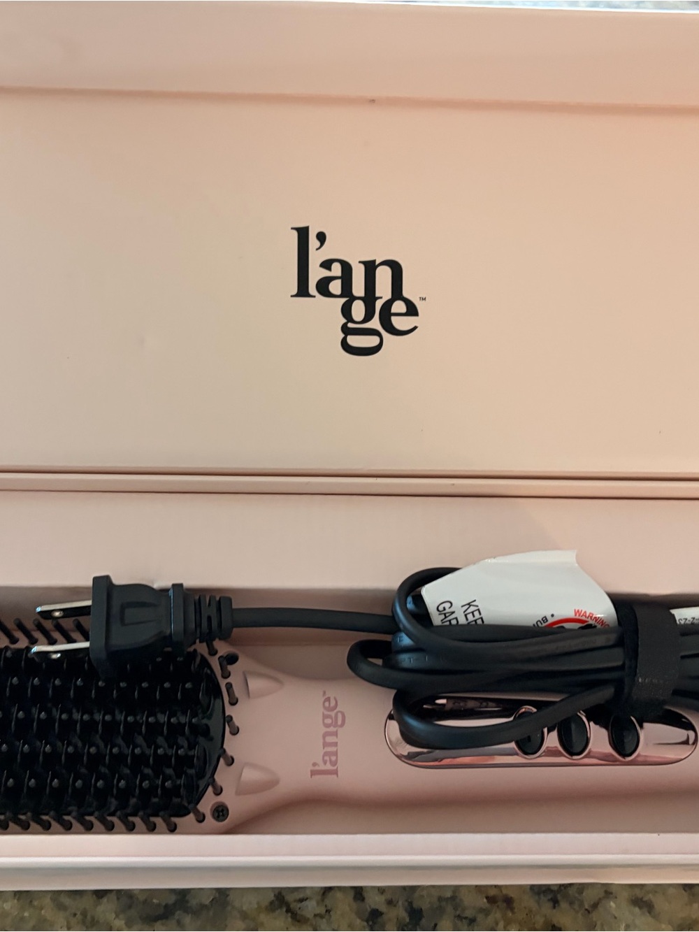 Lange Pink Heated Straightening Brush with Travel-Friendly Cord